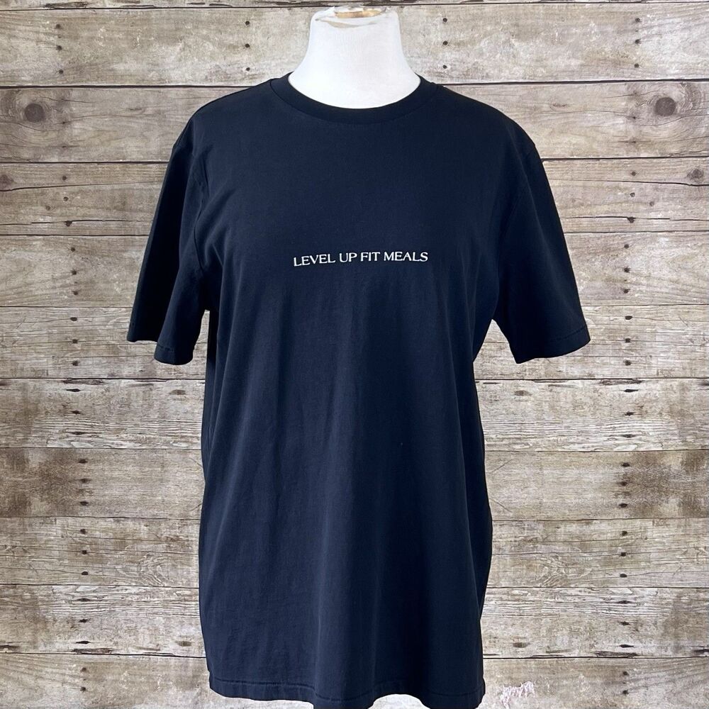 Mono B Mens Level Up Fit Meals Graphic T-Shirt Black Small‎ MT1458 NWT